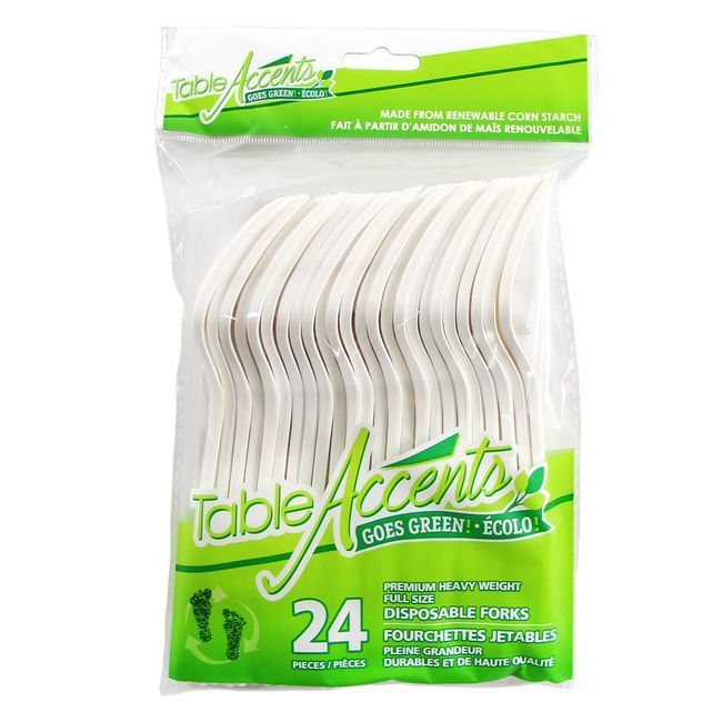 Table Accents Fourchette En Bioplastique Pleine Grandeur, 24 Unités -- 24 Par Boîte