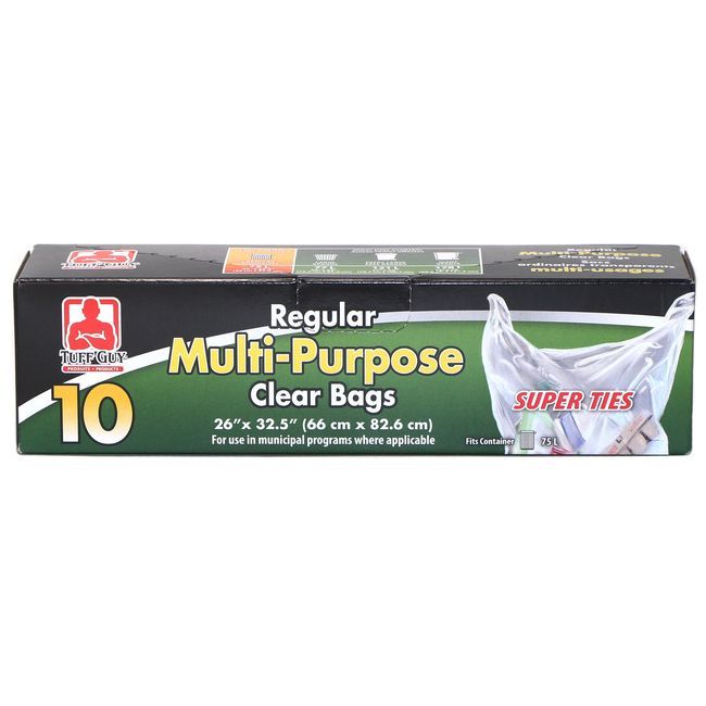 Tuff Guy Sacs Poubelle Multi-usages Transparents Super Ties, 10 Unités -- 24 Par Boîte
