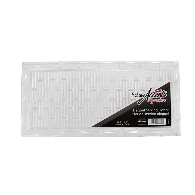 Table Accents Signature Rectangular Plastic Elegant Serving Platter, 14.2 X 6.7 In -- 18 Per Case
