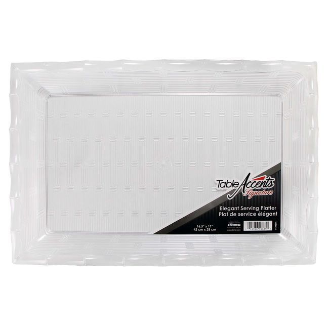 Table Accents Signature Rectangular Plastic Elegant Serving Platter, 16.5 X 11 In -- 18 Per Case