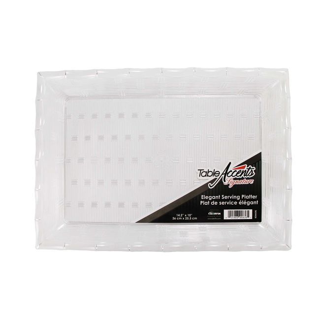 Table Accents Signature Rectangular Plastic Elegant Serving Platter, 14.2 X 10 In -- 18 Per Case