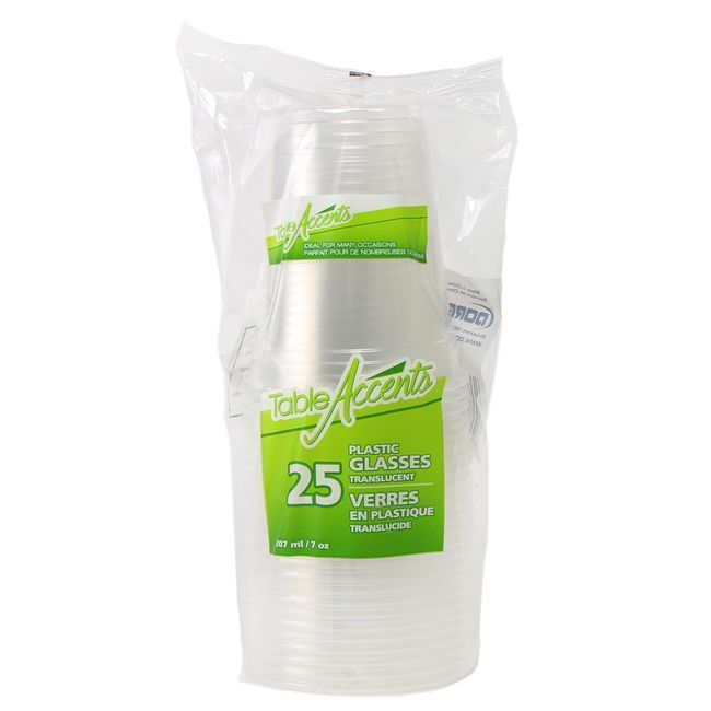 Table Accents Verres En Plastique Transparent De 7 Oz, 25 Unités -- 36 Par Boîte