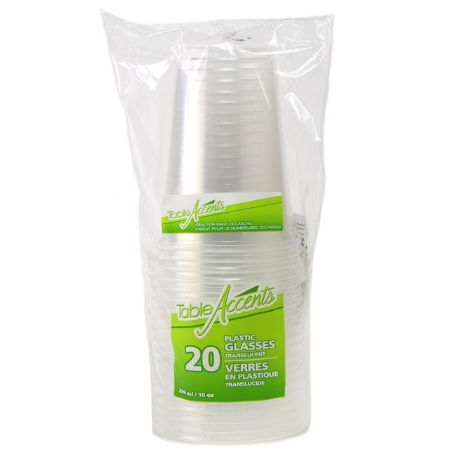 Table Accents Verres En Plastique Transparent De 10 Oz, 20 Unités -- 36 Par Boîte