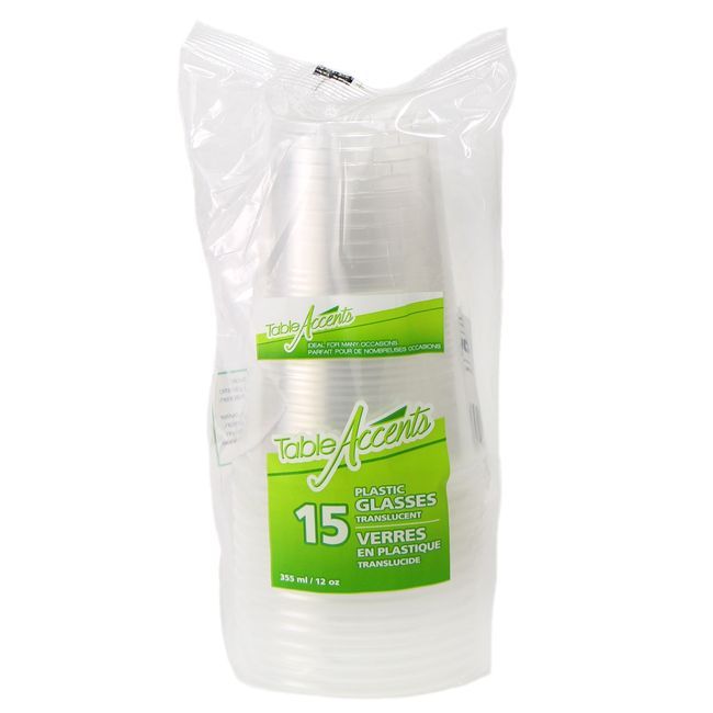 Table Accents Verres En Plastique Transparent De 12 Oz, 15 Unités -- 36 Par Boîte