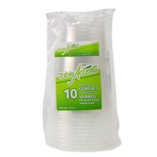 Table Accents Verres En Plastique Transparent De 16 Oz, 10 Unités -- 36 Par Boîte