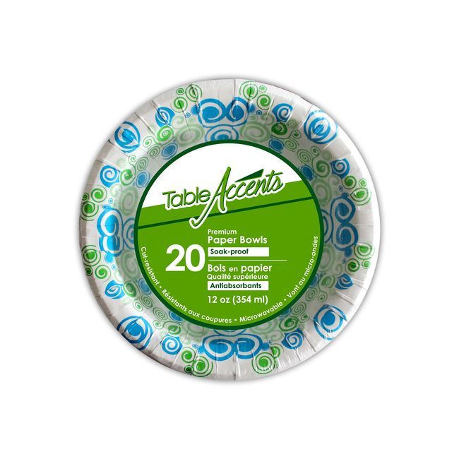 Table Accents Bol Rond En Papier De Qualité Supérieure Résistant Au Trempage De 12 Oz, 20 Unités -- 24 Par Boîte
