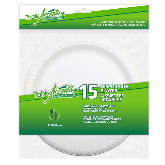 Table Accents Assiette En Amidon De Maïs Biosourcé De 9 Po, 15 Unités -- 24 Par Boîte