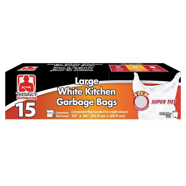 Tuff Guy Sac De Cuisine Blanc Résistant Aux Déchirures, 15 Unités -- 24 Par Boîte