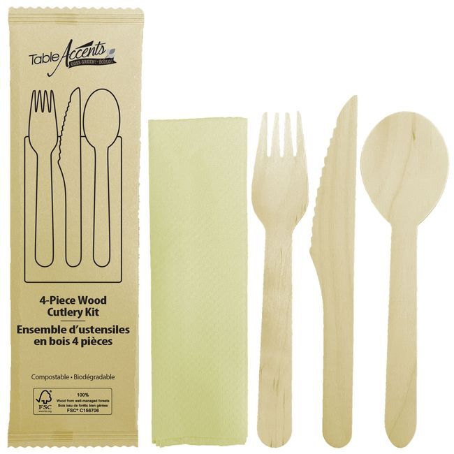 Table Accents Birch Wood 4-piece Food Kit -- 250 Per Case