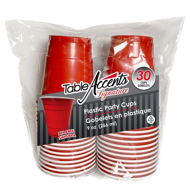 Table Accents Gobelet En Plastique Signature Easy Grip 9 Oz Rouge Avec Intérieur Blanc, 30 Unités -- 24 Par Boîte