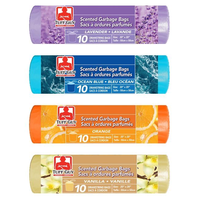 Tuff Guy Sacs Poubelle Parfumés Assortis Avec Cordon De Serrage, 10 Unités -- 48 Par Boîte