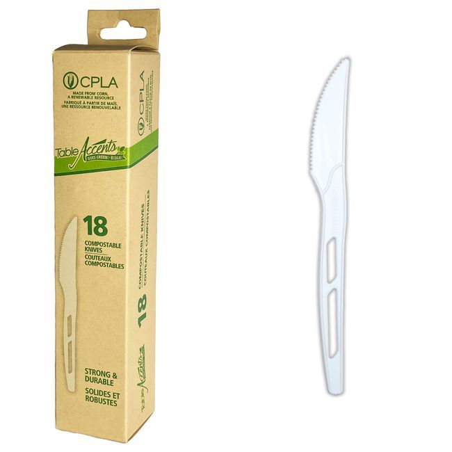Table Accents Couteau Compostable Solide Et Durable, 18 Unités -- 24 Par Boîte