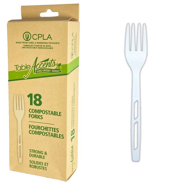Table Accents Fourchette Compostable Solide Et Durable, 18 Unités -- 24 Par Boîte