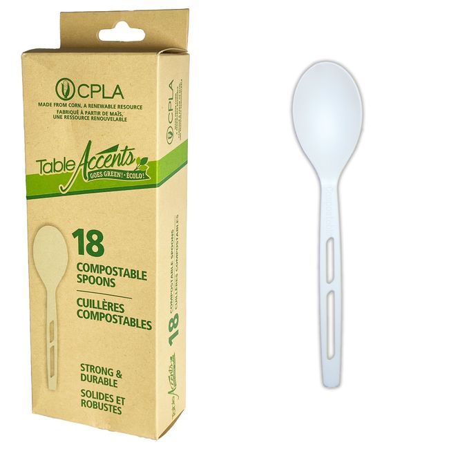 Table Accents Cuillère Compostable Solide Et Durable, 18 Unités -- 24 Par Boîte