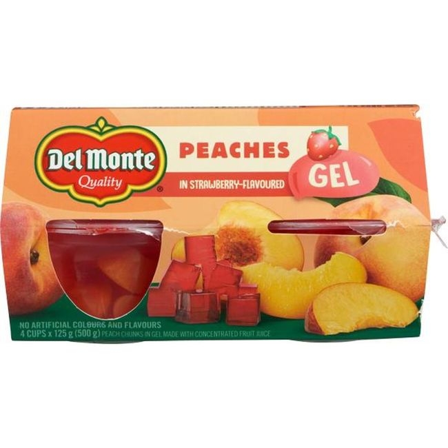 Diced Peaches in Strawberry Gel