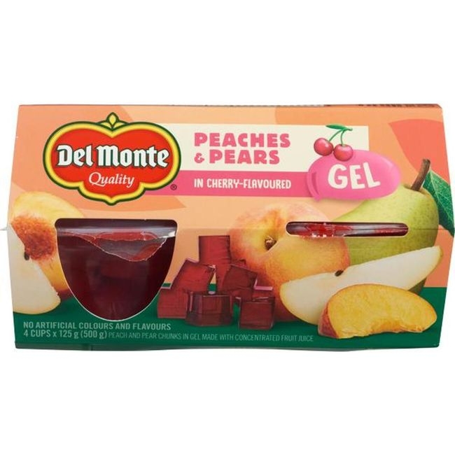 Diced Peach and Pear in Cherry Flavoured Gel