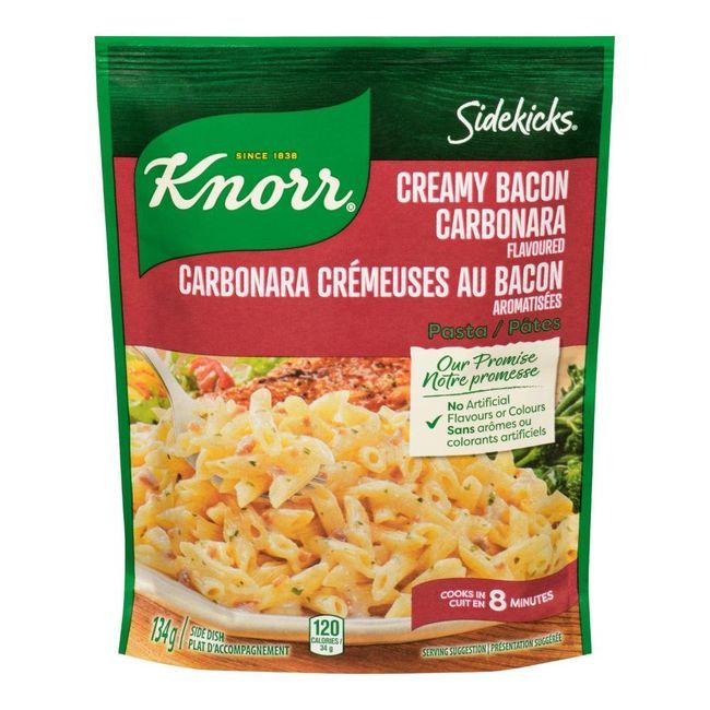 Knorr Sidekicks Pâtes Carbonara À La Crème Et Au Bacon, 134 G -- 8 Par Boîte