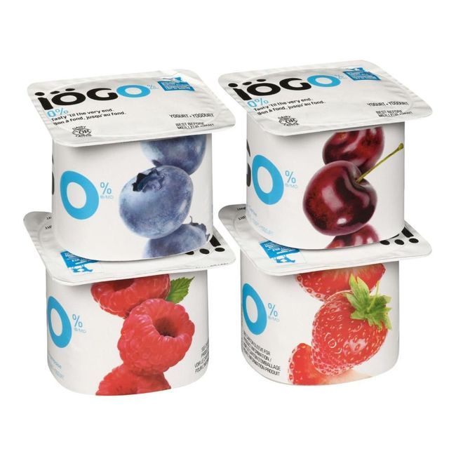 Iogo O Percent Milk Fat Strawberry Raspberry Cherry Blueberry Yogurt, 100 G -- 48 Per Case