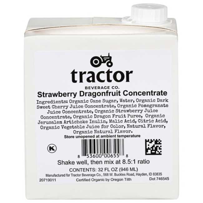 Tractor Beverage Co Organic Strawberry Dragonfruit Concentrate, 32 Fl Oz -- 12 Per Case