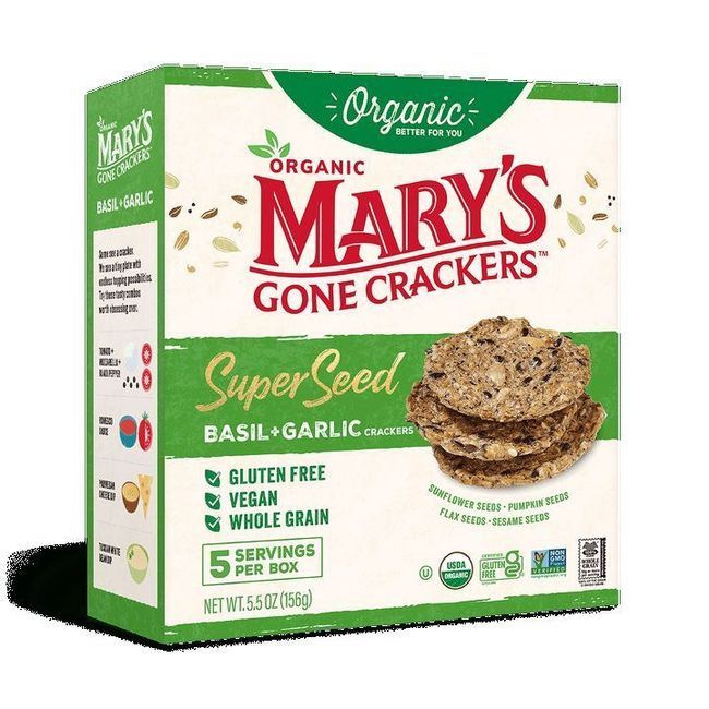Mary's Gone Crackers Organic Super Seed Basil And Garlic Crackers, 156 G -- 6 Per Case