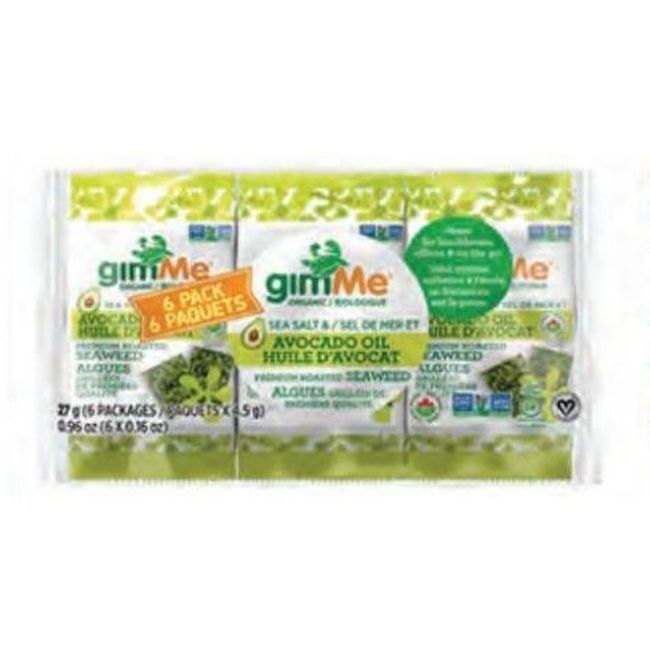 Gimme 4.5 G Organic Sea Salt And Avocado Oil Roasted Seaweed Snacks, 6 Count -- 8 Per Case