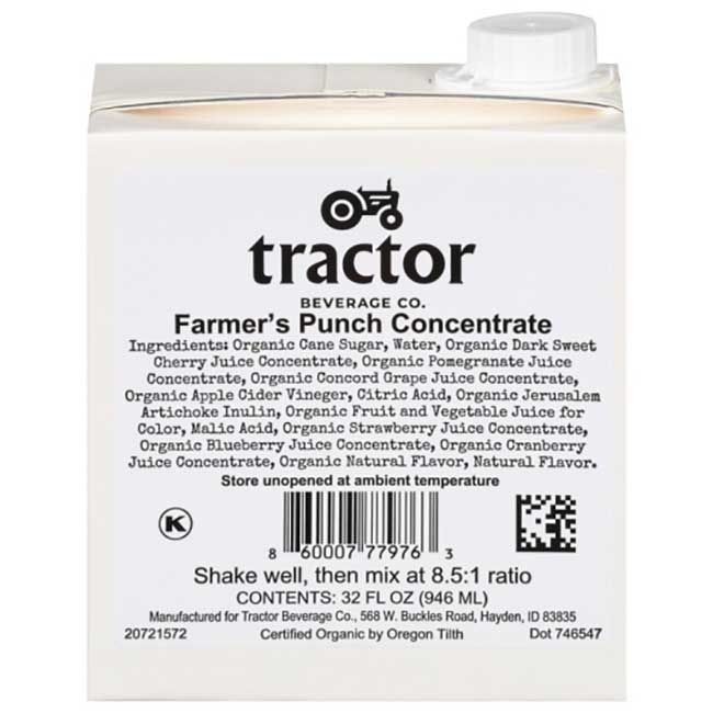 Tractor Beverage Co Organic Farmers Punch Concentrate, 32 Oz -- 12 Per Case
