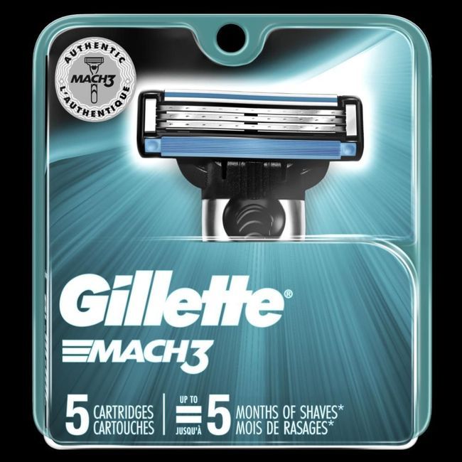 Gillette Mach3 Men's Razor Blades Refill Cartridges, 5 Count -- 12 Per Case