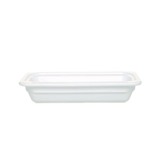 White One Third Size Ceramic Insert Food Pan