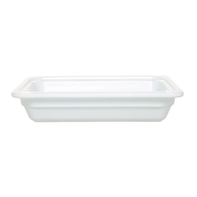 White Half Size Ceramic Insert Food Pan