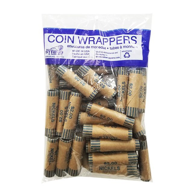 Dorfin Paper Nickels Coin Wrapper, 36 Count -- 25 Per Case