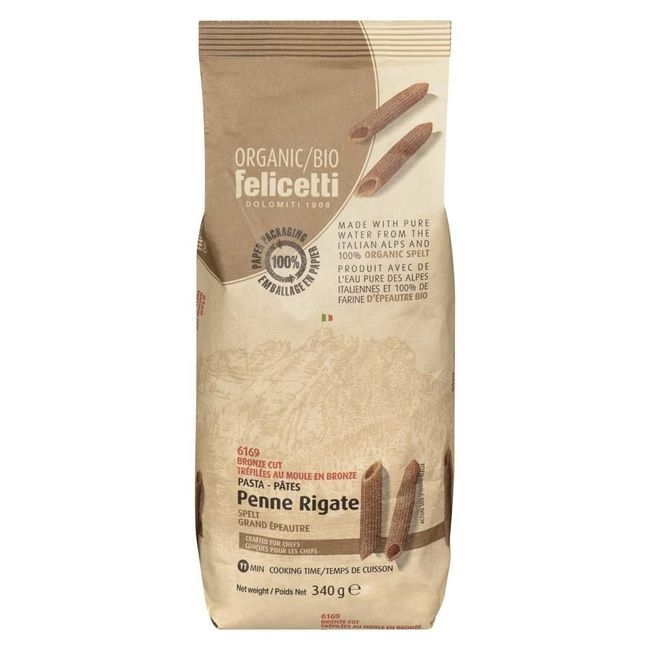 Organic Wholewheat Spelt Penne Rigate