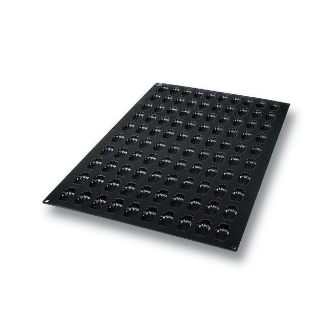 Silikomart Moule À Mini Madeleines En Silicone Noir, 100 Cavités, 61 Cm De Longueur X 40 Cm De Largeur X 2,5 Cm De Hauteur