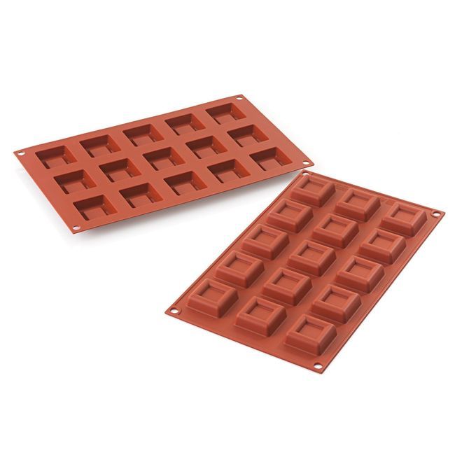 Silikomart Moule À Dessert Carré Miniature En Silicone Alimentaire Siliconflex, 15 Cavités, 3,8 Cm De Longueur X 3,8 Cm De Largeur X 1,3 Cm De Hauteur