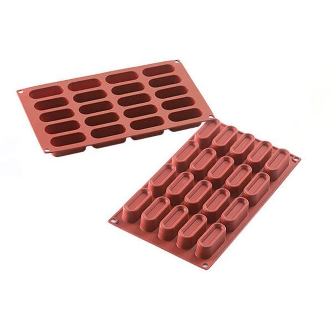 Silikomart Moule À Mini-desserts Siliconflex 20 Cavités, 2,36 Po De Longueur X 0,95 Po De Largeur X 1,25 Po De Hauteur