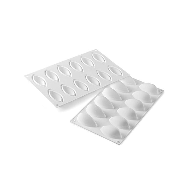 Silikomart Curveflex Silicone 12 Cavities Quenelle Mould, 13.3 In Length X 7 In Width X 1 In Height