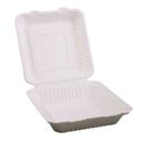 White Compostable Molded Fiber Hinged Container