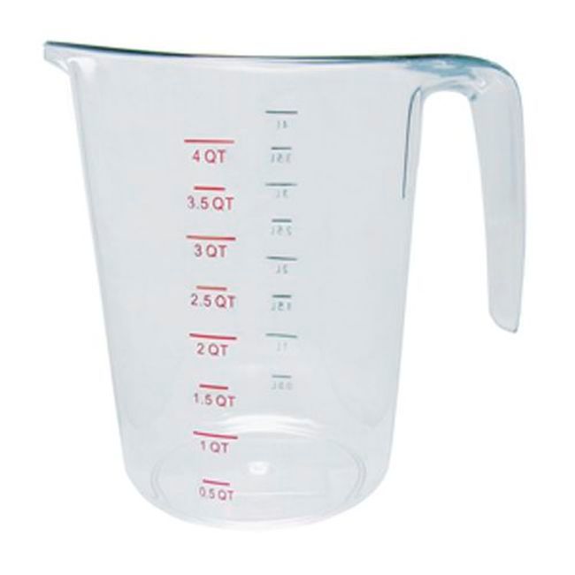 Winco Pmcp-400 Clear Polycarbonate Measuring Cup With Color Graduations, 4 Qt Capacity