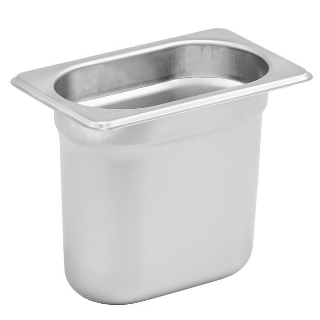 Winco Spjh-906gn 22 Gauge 18/8 Stainless Steel Ninth Size Anti-jam Steam Pan, 6 In Deep