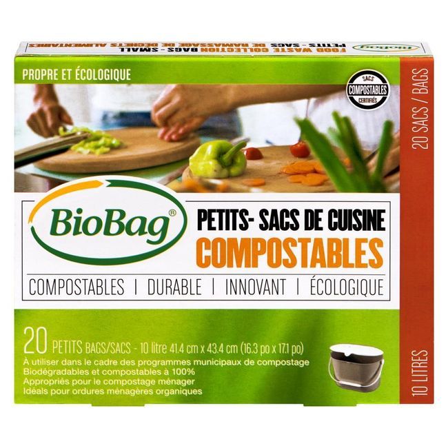 Biobag Petits Sacs De Cuisine Compostables De 10 L, 20 Unités -- 12 Par Boîte