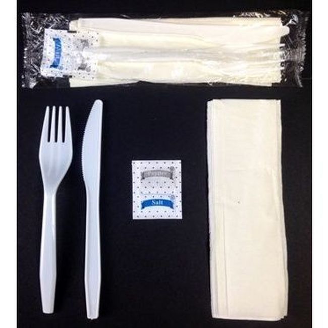 Somi White Ruby Medium Polypropylene 5 Piece Cutlery Kit -- 500 Per Case