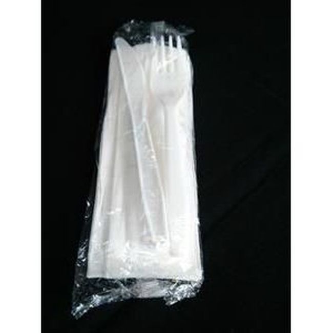 Somi White Ruby Medium Polypropylene 3 Piece Cutlery Kit -- 500 Per Case