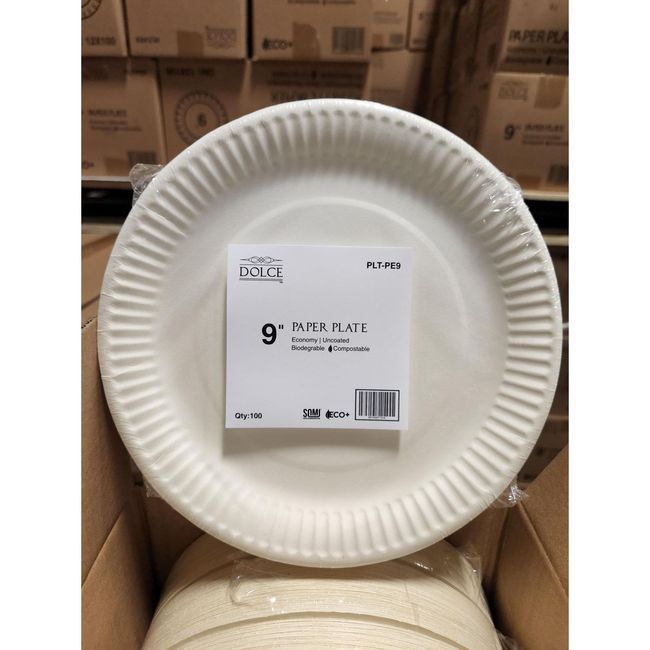 Somi Economy Uncoated Paper Plate, 9 In -- 1200 Per Case