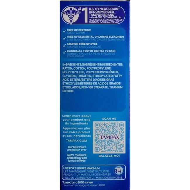 Tampax Pearl Super Unscented Tampon, 18 Count -- 12 Per Case