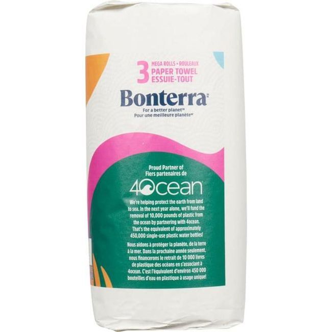 Bonterra 2-ply White Mega Paper Towel Roll, 160 Ft -- 8 Per Case