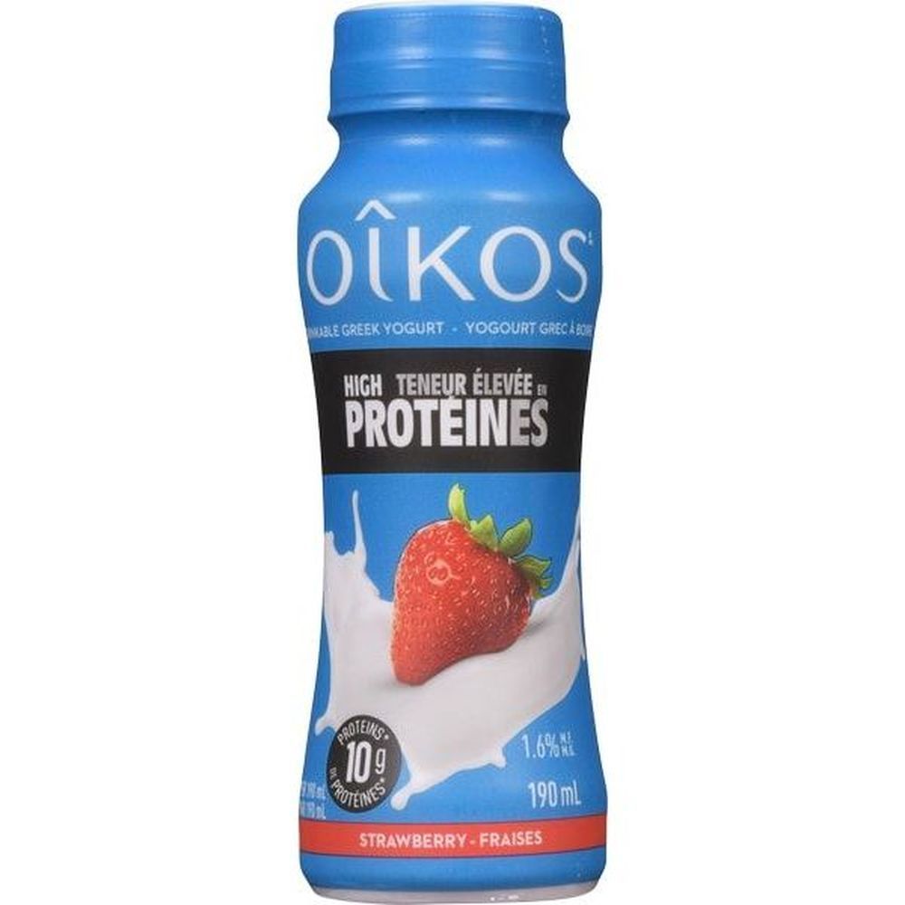 Oikos Yogourt À Boire À Haute Teneur En Protéines Et À La Fraise, 190 Ml -- 8 Par Boîte