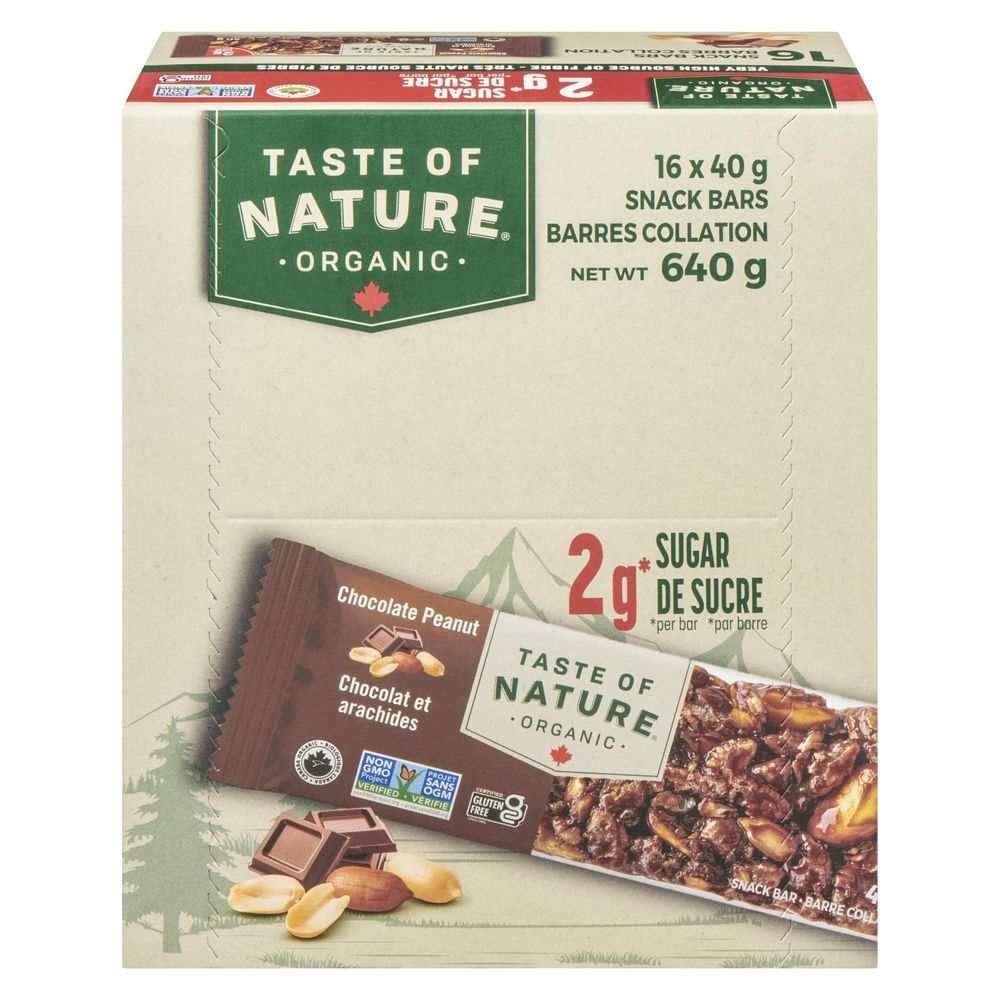 Taste Of Nature Organic Chocolate Peanut Snack Bar, 40 G -- 16 Per Case