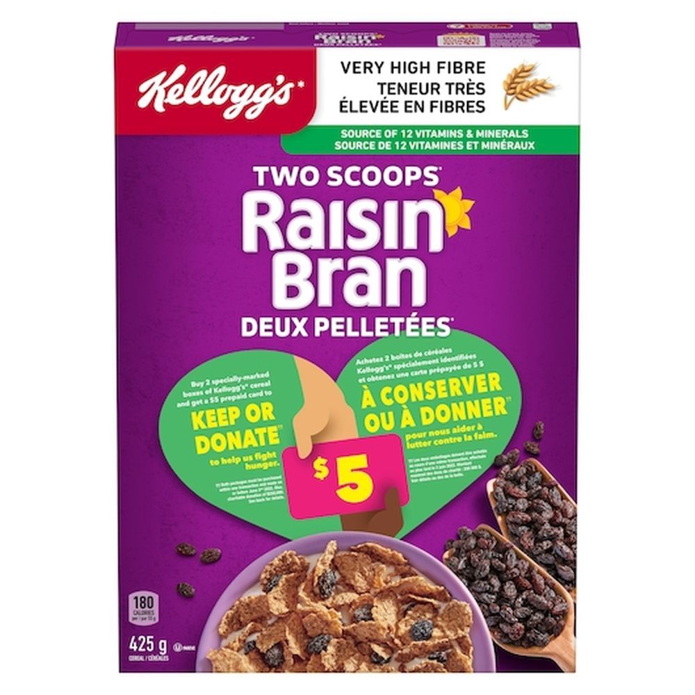 Raisin Bran Céréales Two Scoops Original, 425 G – 12 Par Boîte