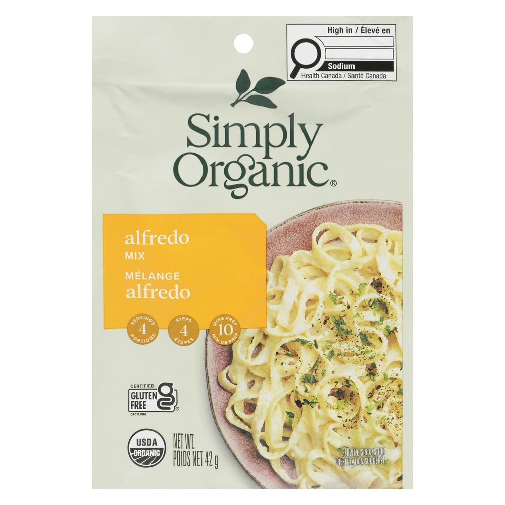 Simply Organic Mélange Pour Sauce Alfredo, 41,95 G -- 12 Par Boîte