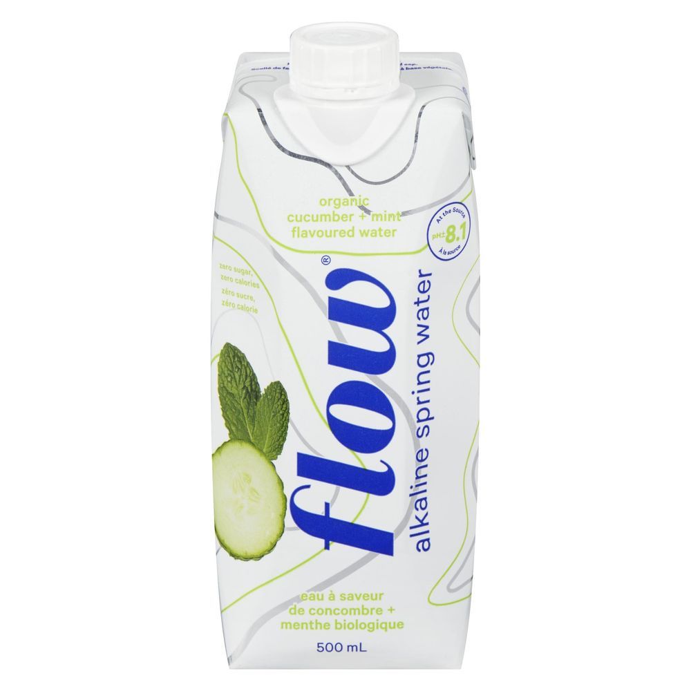 Flow Water Organic Cucumber And Mint Flavored Water, 500 Ml -- 12 Per Case