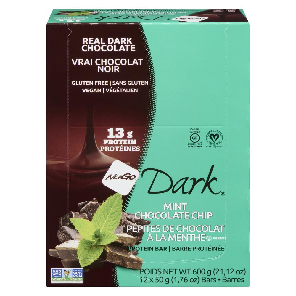 Nugo Dark Barre Protéinée À La Menthe Et Aux Pépites De Chocolat, 50 G -- 12 Par Boîte